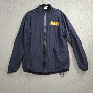 US Navy Running Jacket Small Long Blue SND Reflective PTU Windbreaker Made USA